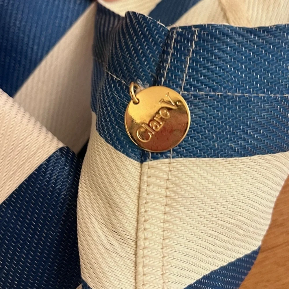 Clare V Beach Tote - Blue White Stripe - Picture 7 of 10